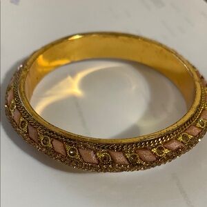 Elegant Gold and Pink Bangle Bracelet